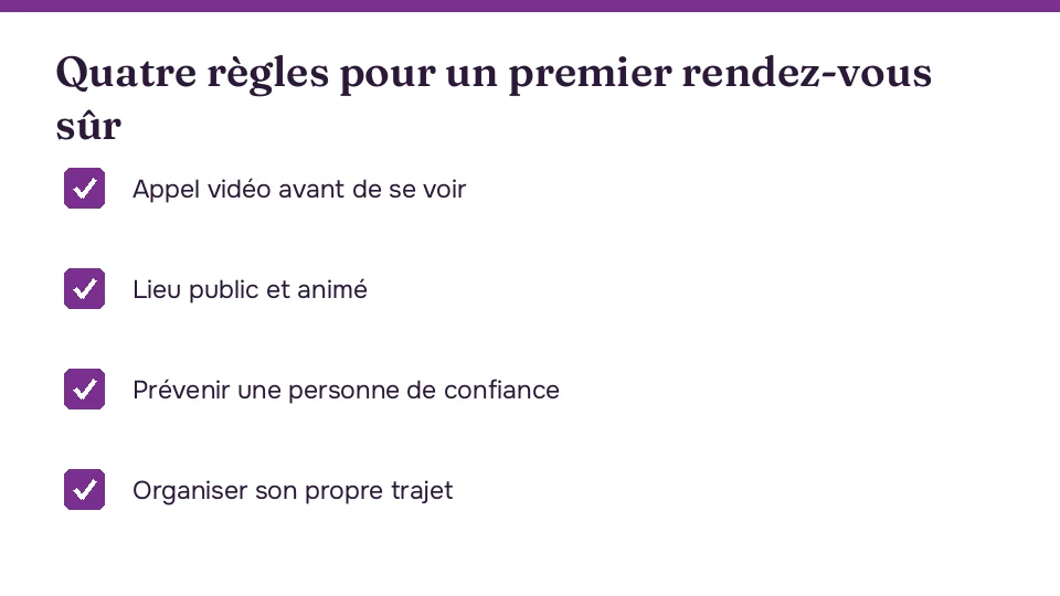 Quatre règles de sécurité pour un premier rendez-vous