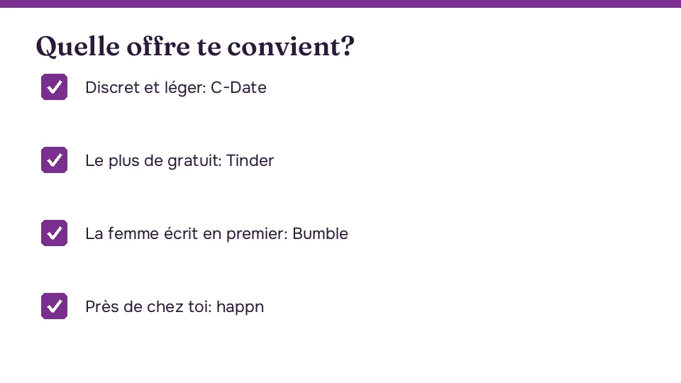 Quelle offre convient à quelle envie